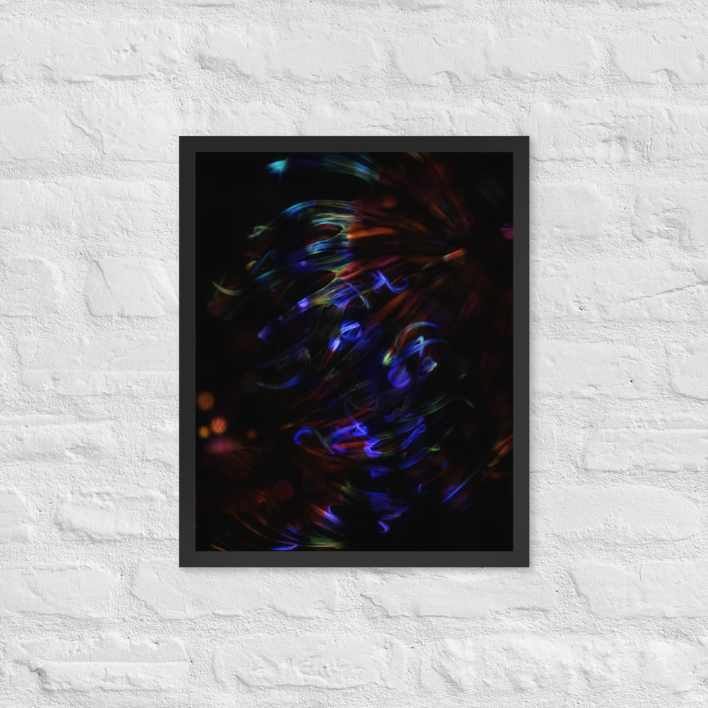 Blue abstract bubbles Deep into the sea Art print framed poster