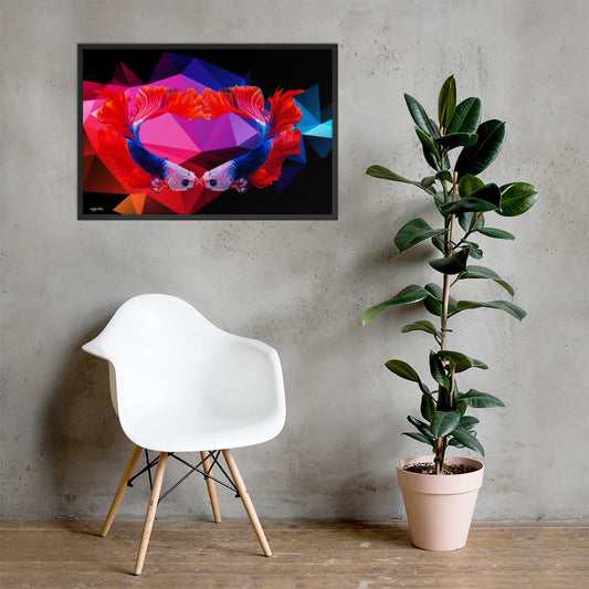 Make love not war. Fishes art wall. Framed premium photo paper poster.